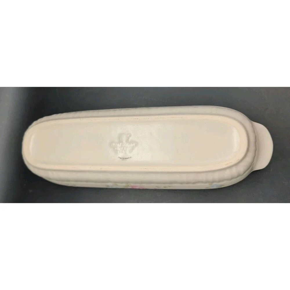 Pfaltzgraff Tea Rose Cracker Tray 13x4 Basket Weave Stoneware